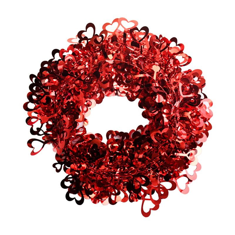 Valentines Day Heart Tinsel Garland Decoration Value 25 Foot