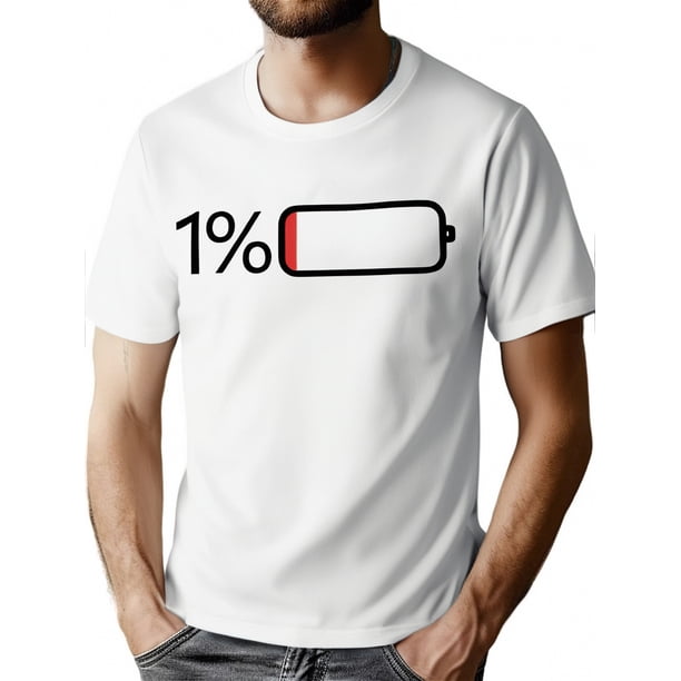 Camiseta con estampado de batería baja, talla S para hombre, camiseta informal de manga corta para verano, primavera y otoño, ideal como regalo para adultos, hombres, mujeres, adolescentes, jóvenes y