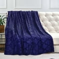 thumbnail image 3 of Home Soft Things Ashley Brushed Faux Fur Throw Blanket with Sherpa Back Soft Cozy Fluffy Fluzzy Lightweight Throw - Navy Blue - 50" x 60", 3 of 8
