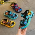 thumbnail image 2 of Boys Cartoon Hook And Loop Sandals, Wear-resistant Non-Slip Comfy Beach Shoes, Summer, 2 of 4
