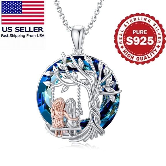 925 Sterling Silver Necklace with Tree of Life Two Sister Forever My Friend Pendant, Fruilibee Jewelry Gifts for Women and Best Friend