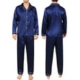 thumbnail image 3 of Pijamas Manga Larga Casual Solapa Satén Para Hombre Conjunto, 3 of 7