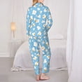 thumbnail image 3 of Pajama Sets for Women 2 Pcs, Cute Popcorn Button Down Long Sleeve Sleepwear Lounge PJ Sets, 3 of 6