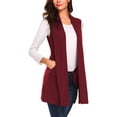 thumbnail image 5 of Cardigan Décontracté Sans Manches Résistant à l'Usure devant Gilet Long Élastique Polyester Gilets Vêtements de Mode Vêtements d'Extérieur Vin Rouge XXL, 5 of 5