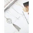 thumbnail image 5 of 12 Pieces Long Pendant Necklace Set Y Tassel Leaf Circle Bar Necklace for Women, 5 of 7