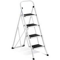 4 Step Ladder, Upgo Folding Step Stool with Extra Wide Anti-Slip Pedal, 330lbs Lightweight Portable Sturdy Steel Ladders with Handgrip for Household Kitchen Office Outdoor