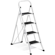4 Step Ladder, Upgo Folding Step Stool with Extra Wide Anti-Slip Pedal, 330lbs Lightweight Portable Sturdy Steel Ladders with Handgrip for Household Kitchen Office Outdoor