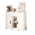 thumbnail image 3 of Tcbosik 2-Door Storage Cabinet with 3 Drawers, Floor Buffet Sideboard, Kitchen Cupboard with Adjustable Shelves, Console Cabinet for Entryway, Living Room and Dining Room, White, 3 of 9
