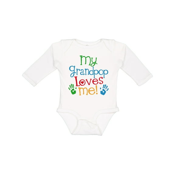 Inktastic My Grandpop Loves Me Boys or Girls Long Sleeve Baby Bodysuit