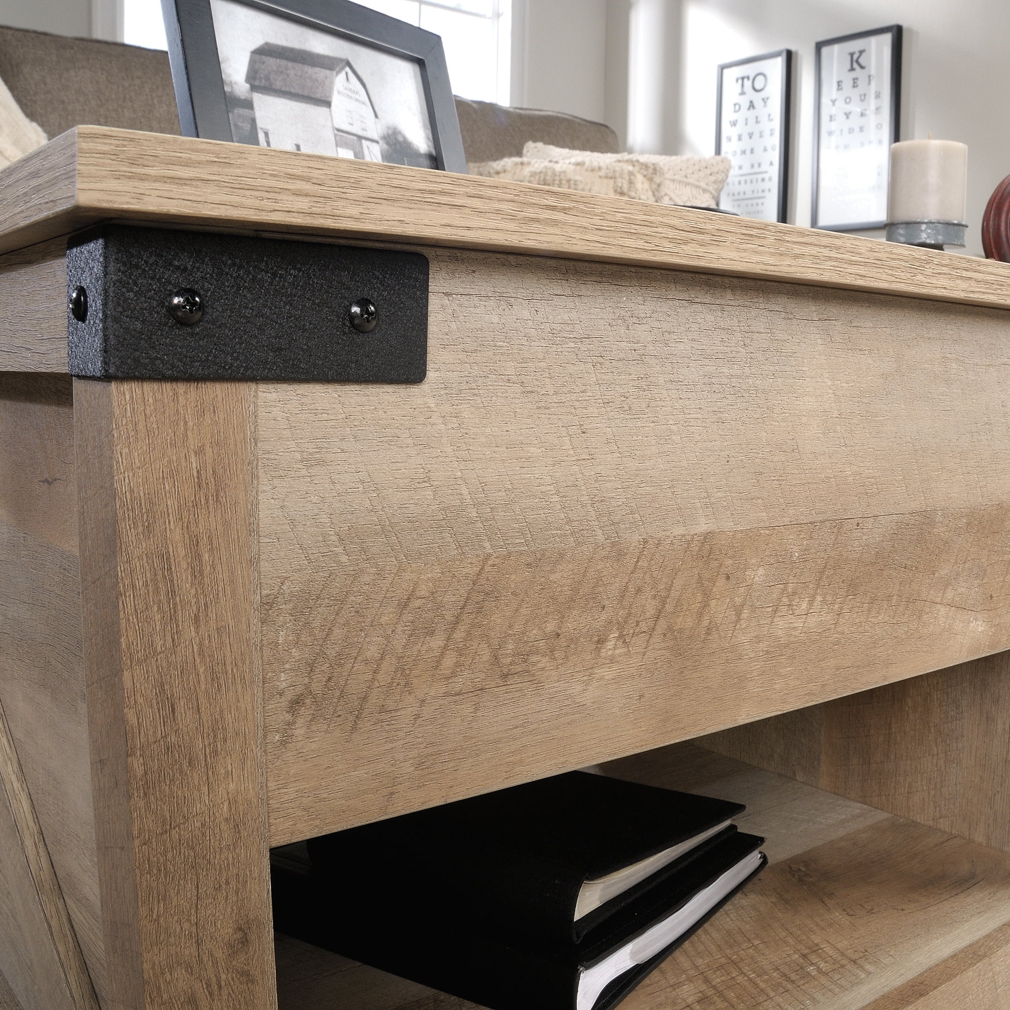 Sauder Saddler Way Lift Top Coffee Table, Lintel Oak Finish