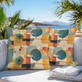 thumbnail image 3 of Throw Pillow Covers 18x18 Inch Set of 2, Blue Yellow Geometric Waterproof Outdoor Pillow Covers, Vintage Oil Painting Abstract Art Decorative Cushion Pillowcases for Couch, Sofa, Bed, Garden, Patio, 3 of 9