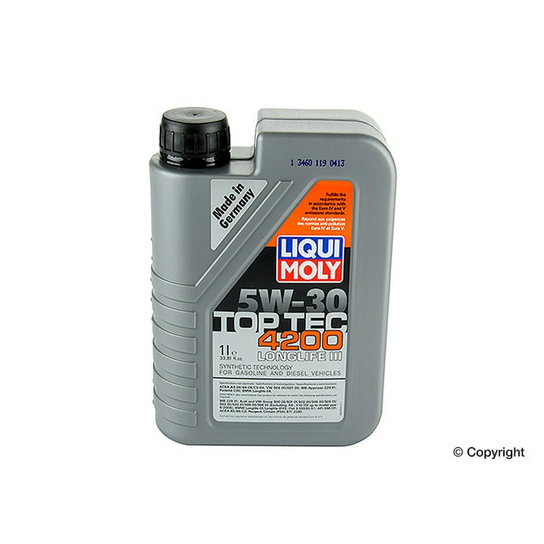 LIQUI MOLY Top Tec 4200 5W30 Full Synthetic Motor Oil Appropriate For Gasoline And Diesel Engines With Prolonged Service Intervals, 1 liter bottle , sold by bottle - Walmart.com