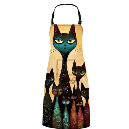

Vodetik Store Black Cat Aprons for Women with Pockets Oil-Proof Waterproof Kitchen Apron