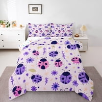 Castle Fairy Cartoon Ladybird Queen Comforter Set,Chic Flowers Bedding Comforter Set