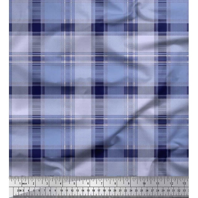 Soimoi Rayon Fabric Gingham Check Print Fabric by The Yard 56 Inch Wide