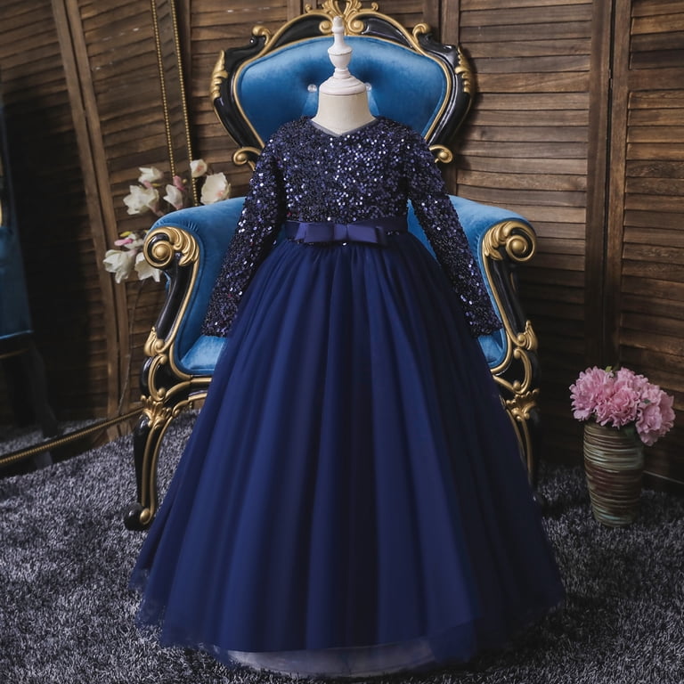 green emerald velvet dress Navy Blue Long Prom Dress with Gold Sequins