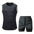 thumbnail image 2 of Bovxnpu Men's Clothing Set 2 Piece Outfits Tracksuit Sleeveless Crew Neck Men's Casual Button Shirt Pants Set, 2 of 7