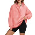 thumbnail image 3 of Sweatshirt for Women Oversized Long Sleeve Henley Neck Pullover Casual Fall 2025 Fashion Tops Button Drawstring Hoodies, 3 of 6