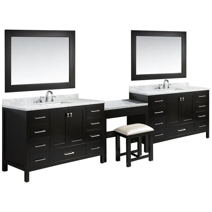 Design Element London 138 Double Sink, Bathroom Vanity With One Sink And Makeup Area