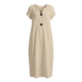 thumbnail image 6 of Homenesgenics Maxi Dresses for Women Plus Size Fashion Women Loose Solid Color O Puff Sleeve Casual Short Sleeves Dress, 6 of 6