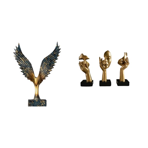 Estatua De Resina De Pensador Con Alas Extendidas, Escultura De Feng Shui, Adorno Decorativo De Mesa, Artesanías, Recuerdos, Esculturas De Arte Abstracto Para Oficina, Estantería, Sala De