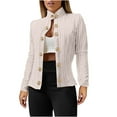 thumbnail image 2 of Aueoeo Spring Sweater For Womens Stand Collar Button Jacket Long Sleeve Jacket Spring Fall Tendy Wear, 2 of 7