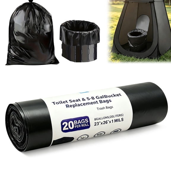 20 Portable Toilet Replacement Bags, SJORHNUS, 8 Gallon, Camping Potty Liners, Suitable for Camping, Travel, Car, and Outdoor Emergency Use