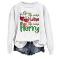 thumbnail image 1 of Wyzesi Sweatshirts à Col Rond pour Femmes, Décontracté, Imprimé Verre Noël, 1 of 3
