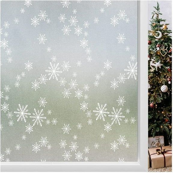 STATINT Christmas Snowflakes Decorations Privacy Window Film 17.5" x 78.7", Static Cling Non Adhesive Frosted Glass Film, Vinly