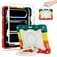 thumbnail image 2 of DWaybox Case for iPad Pro 11-inch M5 2025 Model A3357/A3358, Heavy Duty Shockproof Cover with 360° Rotating Ring Stand, 3-Layer PC + Silicone Armor Protection -Rainbow Red, 2 of 4