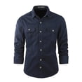 thumbnail image 7 of LEDUNTINO Mens Button-Down Shirts 100% Cotton Long Sleeve Casual Regular Fit Button Up Work Shirts, 7 of 7