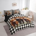 thumbnail image 3 of jejeloiu Kawaii Highland Cattle 7-Piece Bedding Comforter Set,Rustic Farmhouse Animal King Bedding Sets,White Black Classic Checkered Bed Sheets For Girls Boys,Super Cozy Room Decor Reversible, 3 of 8