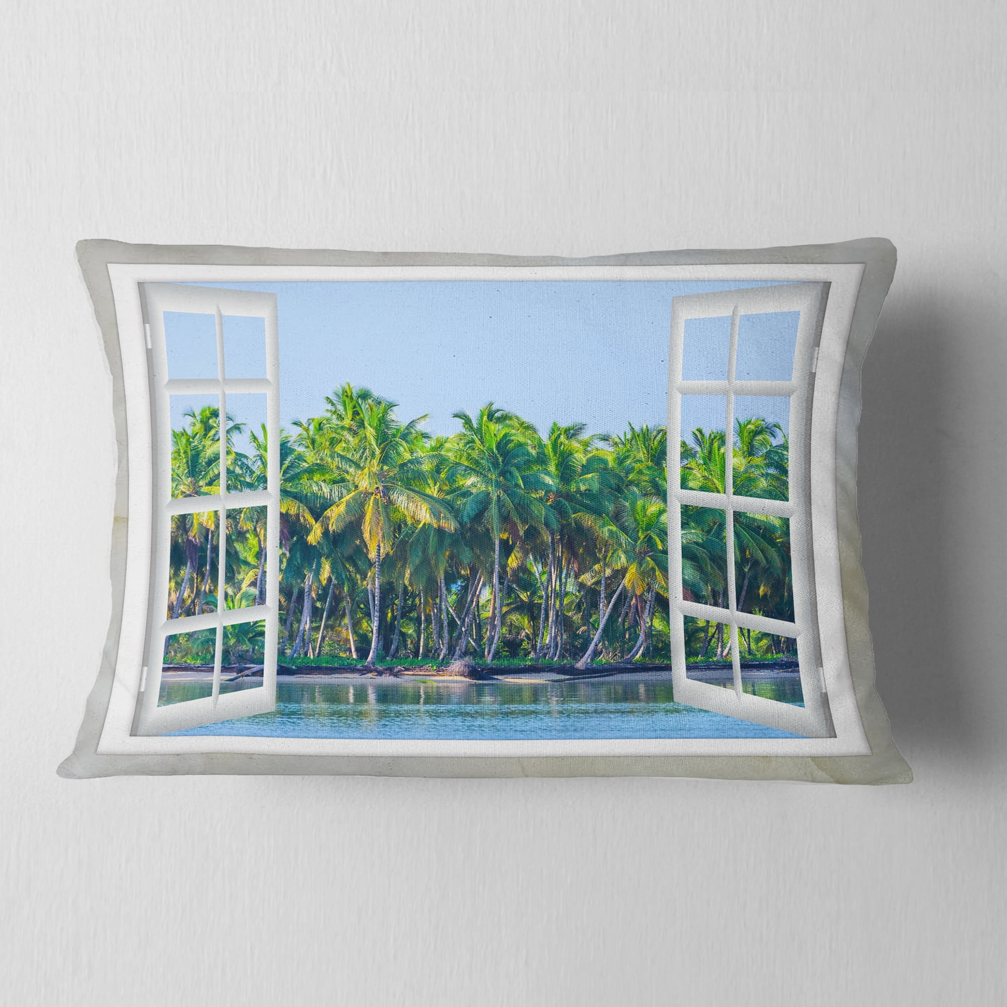 Designart 12" x 20" Blue Polyester Throw Pillow