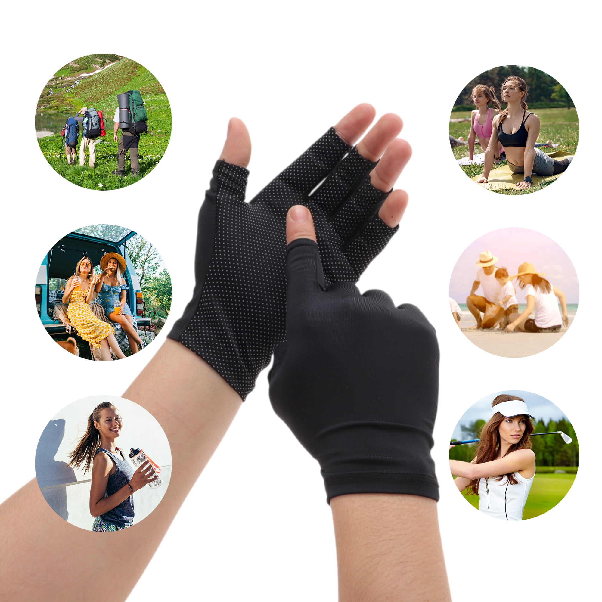 Unique Bargains Thin Ultraviolets-proof Manicure Gloves 1 Pair Black
