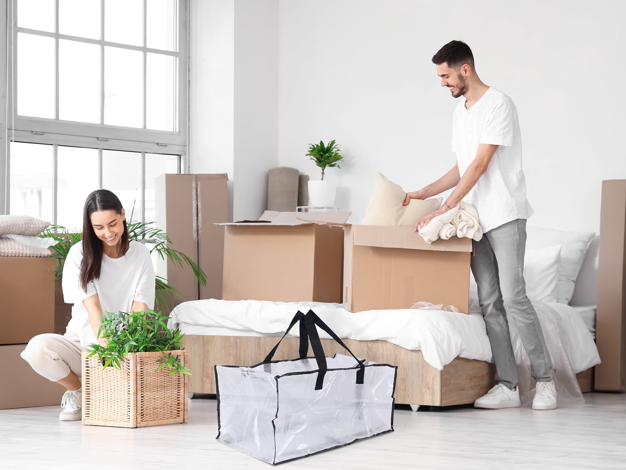 Unique Bargains Clothes Storage Moving Bags for Closet Organizers Clear 29x13x14.5in