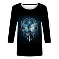 thumbnail image 4 of Women's 3/4 Sleeve Tops 2025 Fashionable Plus Size Graphic T Shirts Crew Neck Casual Formal Shirts Comfortable Stylish Tees, 4 of 5
