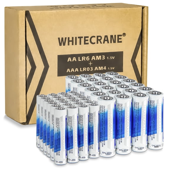 WHITECRANE AA and AAA Batteries Combo Pack, 48 Count Pack 1.5V Double A & Triple A Alkaline Battery, Long-Lasting Power