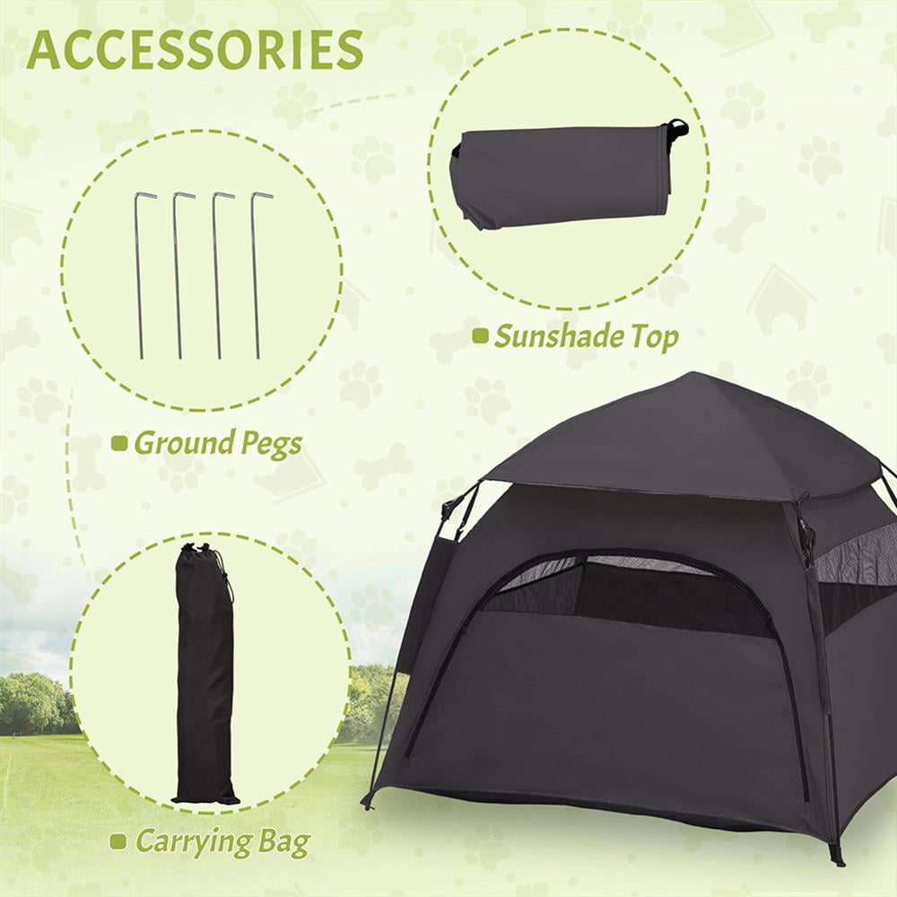 Topcobe Pop Up Dog Tent for Extra Large and Large Dogs with Carry Bag, for Beach, Backyard, Home, Portable Indoor/Outdoor Dog Bed, Dark Gray