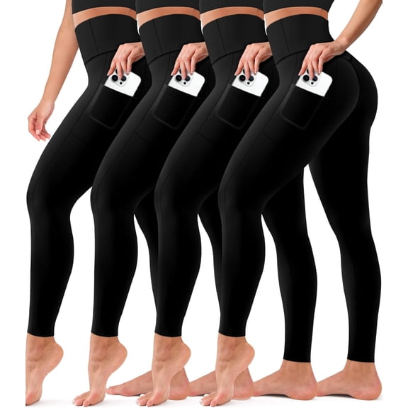 ZENFLEX 4 Pack Leggings with Pockets for Women, Soft High Waisted Tummy Control Workout Yoga Pants