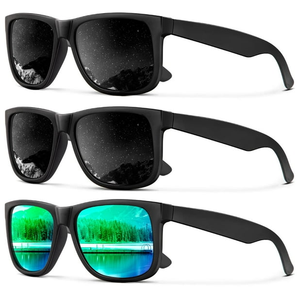 Gafas de sol KALIYADI con protección UV400 polarizadas, paquete de 3, negras