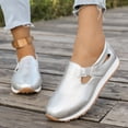 thumbnail image 4 of Slip On Hollow Out Loafers for Women Platform Leather Dress Shoes Classic Low Wedge Non Slip Walking Shoes Silver Size 6, 4 of 8