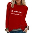 thumbnail image 6 of Penkiiy Shirts for Women Long Sleeve,Letter Print T-Shirt for Women O-Neck Plus Size Casual Summer Blouses Basic Tops XL Red, 6 of 7