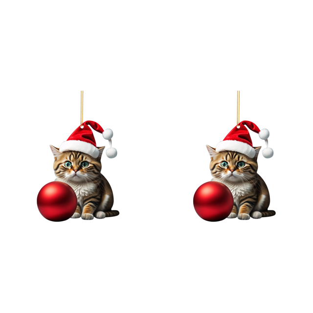 2uds. Navidad lindo colgante gato adornos acrílico árbol coche colgante decoraciones (E)