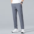 thumbnail image 2 of Men's Fashionable Drawstring Elastic Casual Pants Ice Silk Straight Leg Jogging Comfortable Lightweight Breathable Summer Mens Beach Pants Trousers Vacation Cargo Pants, 2 of 7