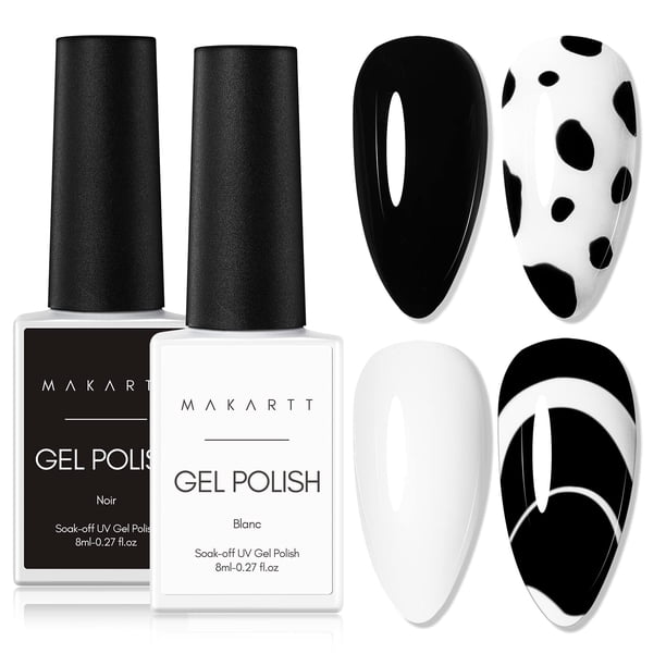 Kit de esmaltes de uñas en gel Makartt Noir & Blanc, negro y blanco, 16 ml