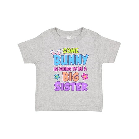 

Inktastic Some Bunny is Going to Be a Big Sister with Bunny Ears and Flowers Gift Toddler Toddler Girl T-Shirt