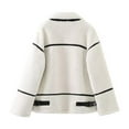 thumbnail image 4 of fall jackets for women 2025,White Womens Faux Fur Jackets Winter Trendy Sherpa Moto Leather Patchwork Zip Up Coat, 4 of 6