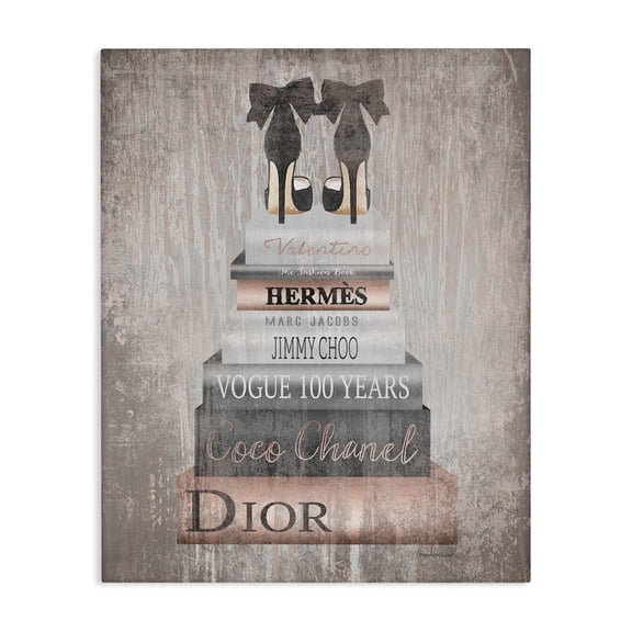 Stupell Industries Contemporary Book Stack Heels Metallic Pink Canvas Art, 16 x 20, by Amanda Greenwood