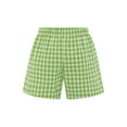 thumbnail image 2 of Haitryli Kids Girls Elastic Waist Plaid Boxer Shorts Gingham Wide Leg Mini Summer Shorts Y2K Beach Bottoms Green 2-3, 2 of 3