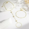 thumbnail image 5 of Turandoss Hand Chain Bracelet for Women Dainty 14K-Gold-Plated Ring Bracelet Hand Chains Tiny Puffy Heart Finger Bracelets Ring Hands Chain Jewelry Gift for Women, 5 of 7